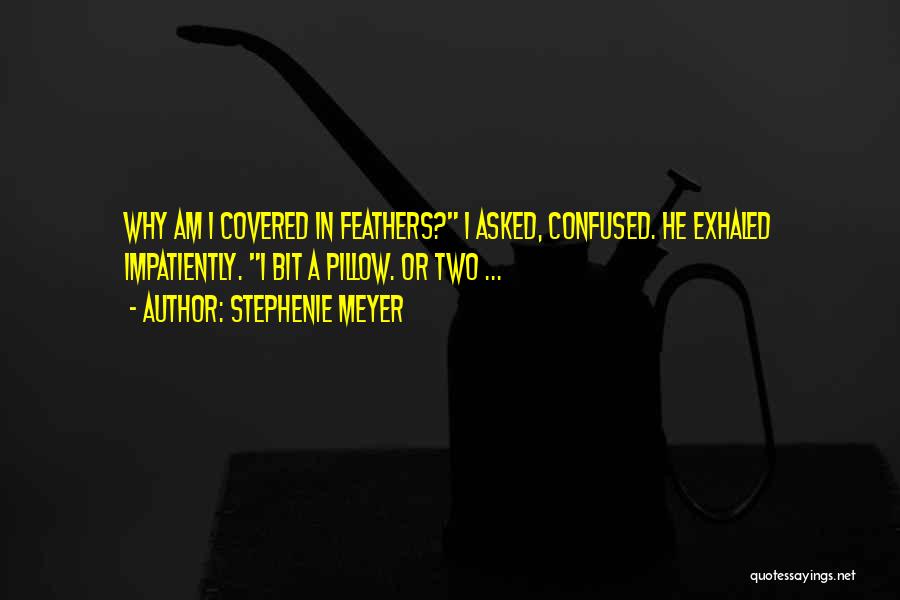 Stephenie Meyer Quotes: Why Am I Covered In Feathers? I Asked, Confused. He Exhaled Impatiently. I Bit A Pillow. Or Two ...