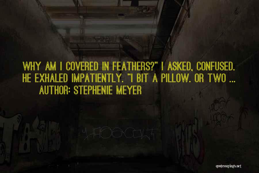 Stephenie Meyer Quotes: Why Am I Covered In Feathers? I Asked, Confused. He Exhaled Impatiently. I Bit A Pillow. Or Two ...