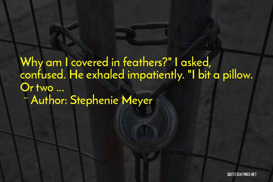 Stephenie Meyer Quotes: Why Am I Covered In Feathers? I Asked, Confused. He Exhaled Impatiently. I Bit A Pillow. Or Two ...