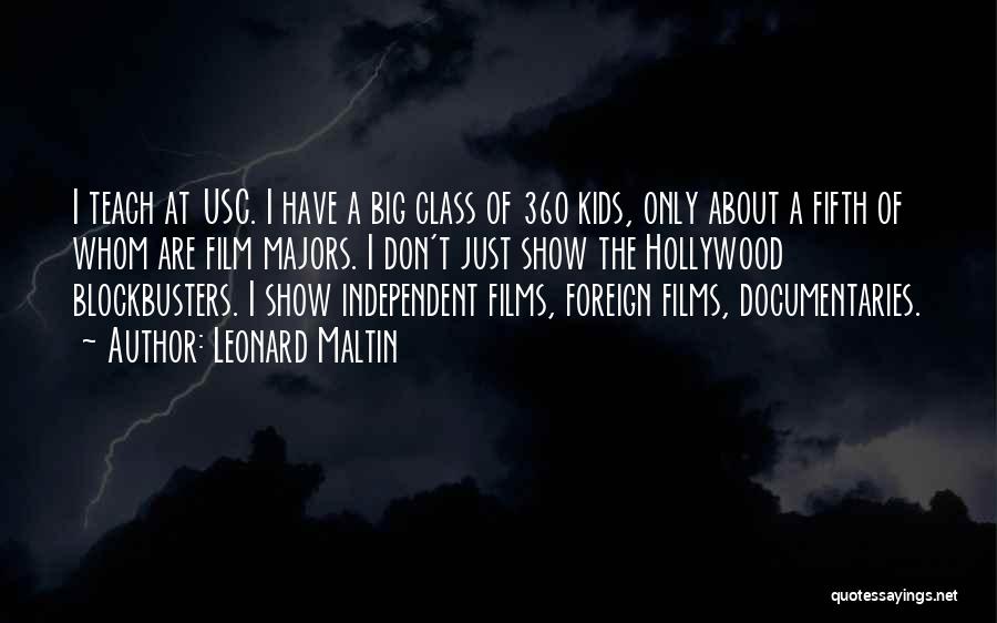 Leonard Maltin Quotes: I Teach At Usc. I Have A Big Class Of 360 Kids, Only About A Fifth Of Whom Are Film