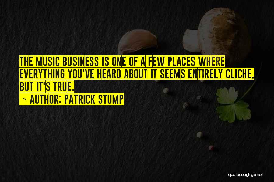 Patrick Stump Quotes: The Music Business Is One Of A Few Places Where Everything You've Heard About It Seems Entirely Cliche, But It's