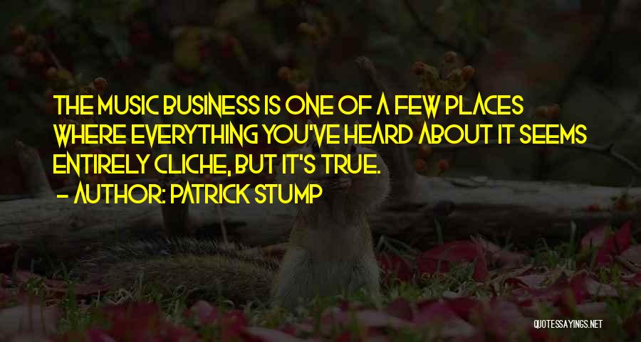 Patrick Stump Quotes: The Music Business Is One Of A Few Places Where Everything You've Heard About It Seems Entirely Cliche, But It's
