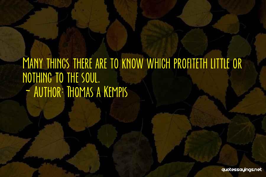 Thomas A Kempis Quotes: Many Things There Are To Know Which Profiteth Little Or Nothing To The Soul.