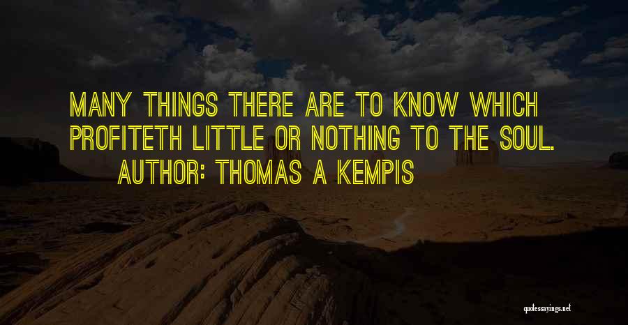 Thomas A Kempis Quotes: Many Things There Are To Know Which Profiteth Little Or Nothing To The Soul.