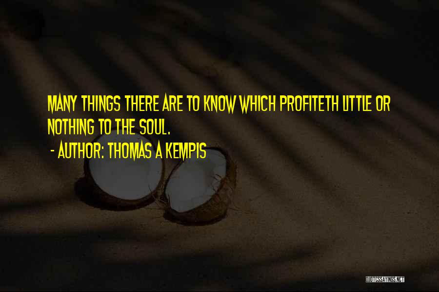 Thomas A Kempis Quotes: Many Things There Are To Know Which Profiteth Little Or Nothing To The Soul.