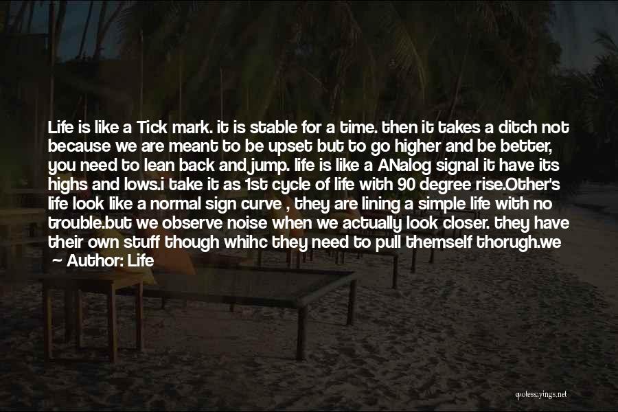 Life Quotes: Life Is Like A Tick Mark. It Is Stable For A Time. Then It Takes A Ditch Not Because We