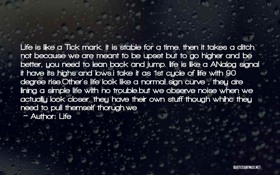 Life Quotes: Life Is Like A Tick Mark. It Is Stable For A Time. Then It Takes A Ditch Not Because We