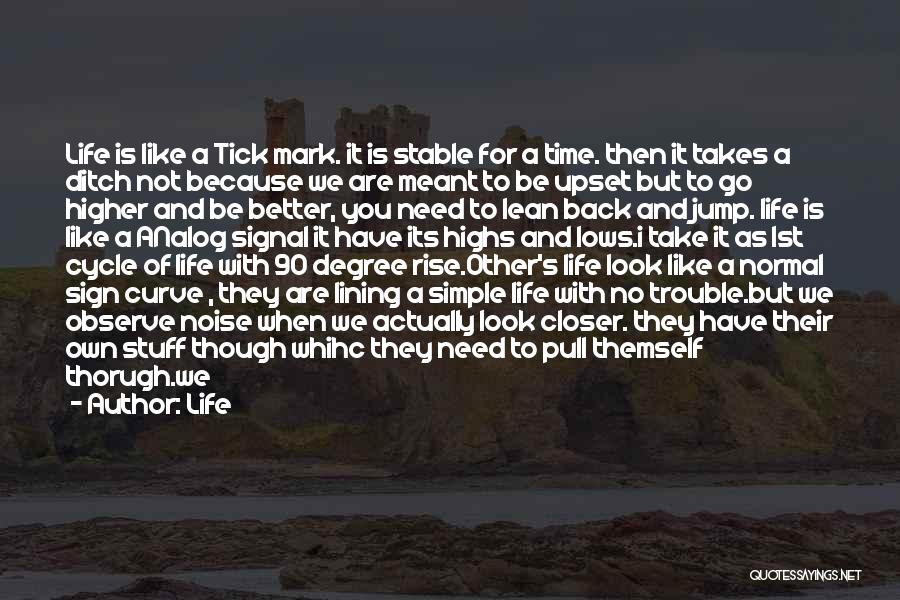 Life Quotes: Life Is Like A Tick Mark. It Is Stable For A Time. Then It Takes A Ditch Not Because We