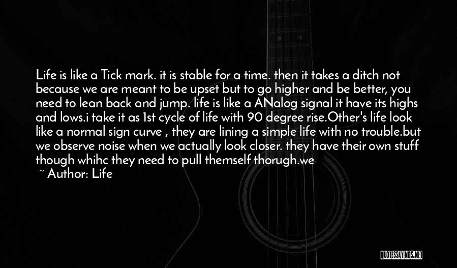 Life Quotes: Life Is Like A Tick Mark. It Is Stable For A Time. Then It Takes A Ditch Not Because We