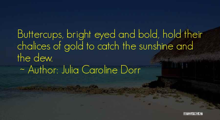 Julia Caroline Dorr Quotes: Buttercups, Bright Eyed And Bold, Hold Their Chalices Of Gold To Catch The Sunshine And The Dew.