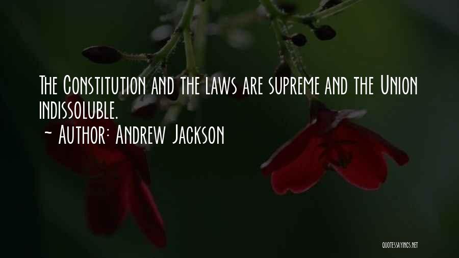 Andrew Jackson Quotes: The Constitution And The Laws Are Supreme And The Union Indissoluble.