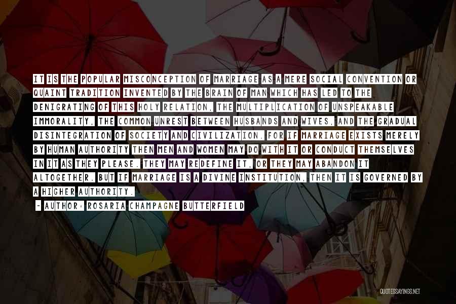 Rosaria Champagne Butterfield Quotes: It Is The Popular Misconception Of Marriage As A Mere Social Convention Or Quaint Tradition Invented By The Brain Of