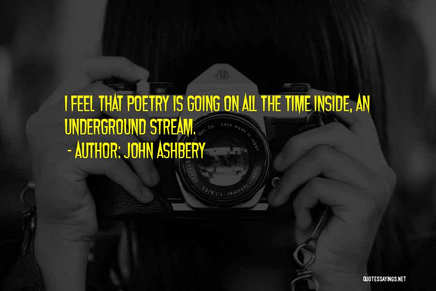 John Ashbery Quotes: I Feel That Poetry Is Going On All The Time Inside, An Underground Stream.