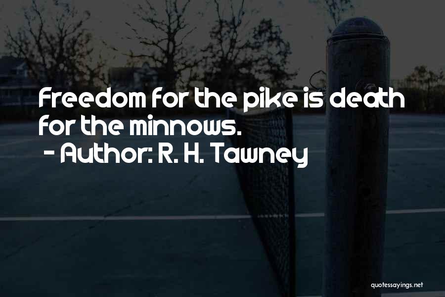 R. H. Tawney Quotes: Freedom For The Pike Is Death For The Minnows.