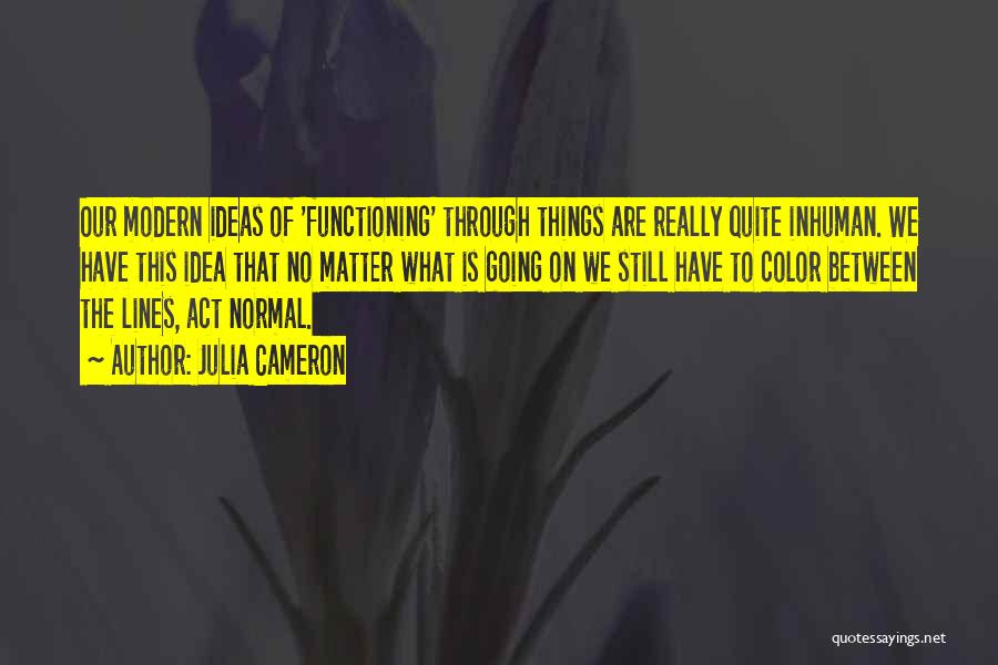 Julia Cameron Quotes: Our Modern Ideas Of 'functioning' Through Things Are Really Quite Inhuman. We Have This Idea That No Matter What Is