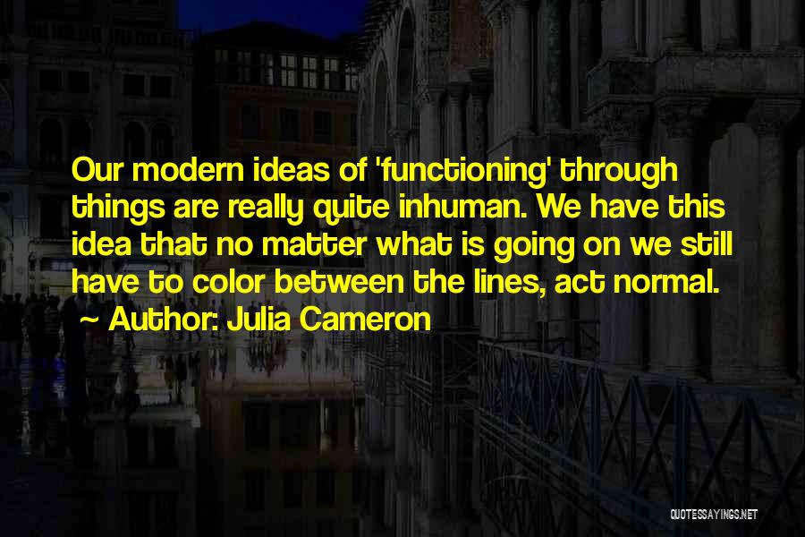 Julia Cameron Quotes: Our Modern Ideas Of 'functioning' Through Things Are Really Quite Inhuman. We Have This Idea That No Matter What Is