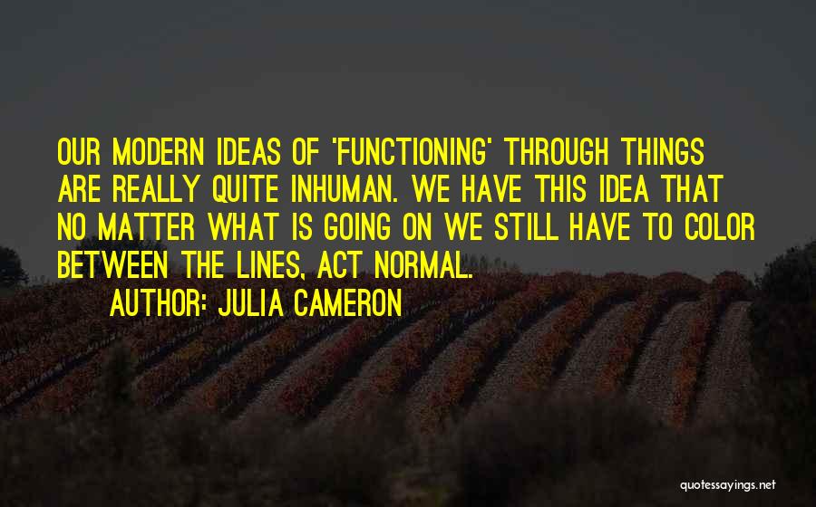 Julia Cameron Quotes: Our Modern Ideas Of 'functioning' Through Things Are Really Quite Inhuman. We Have This Idea That No Matter What Is