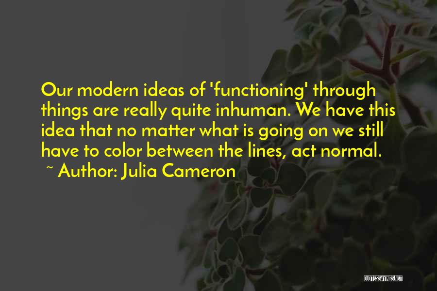 Julia Cameron Quotes: Our Modern Ideas Of 'functioning' Through Things Are Really Quite Inhuman. We Have This Idea That No Matter What Is