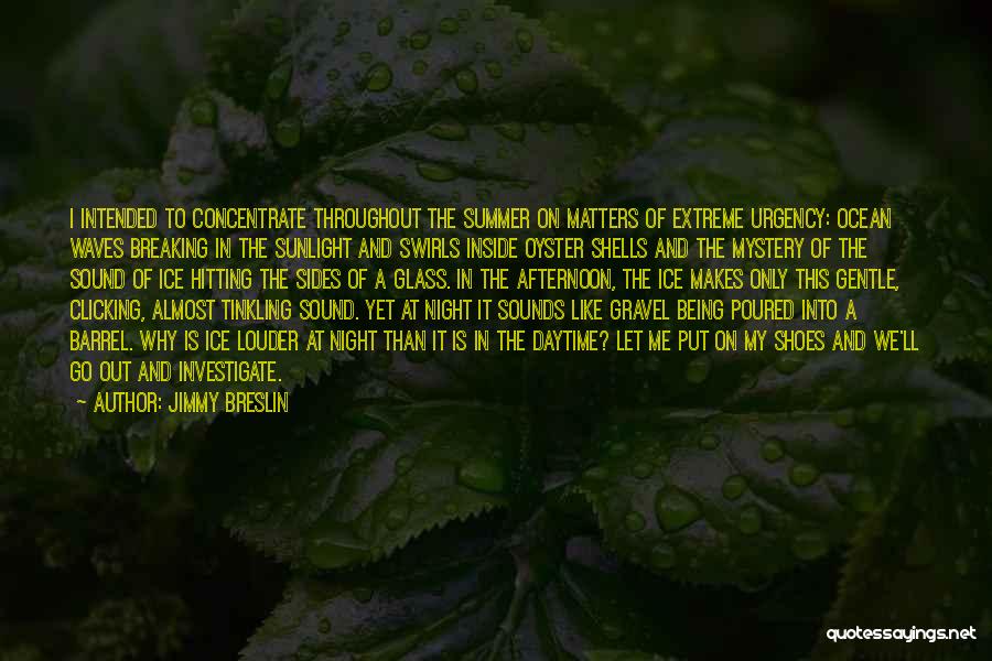 Jimmy Breslin Quotes: I Intended To Concentrate Throughout The Summer On Matters Of Extreme Urgency: Ocean Waves Breaking In The Sunlight And Swirls