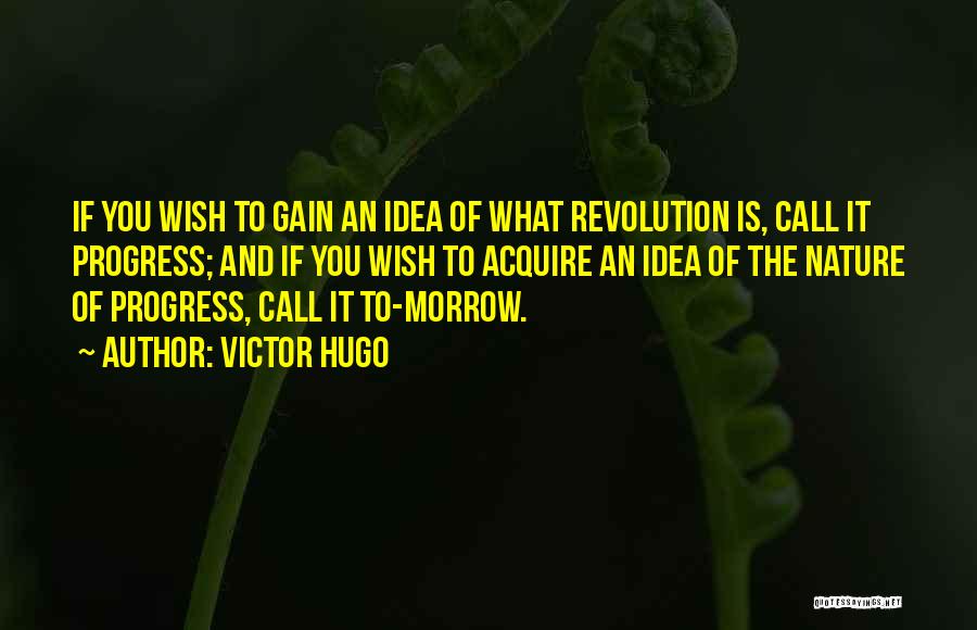 Victor Hugo Quotes: If You Wish To Gain An Idea Of What Revolution Is, Call It Progress; And If You Wish To Acquire