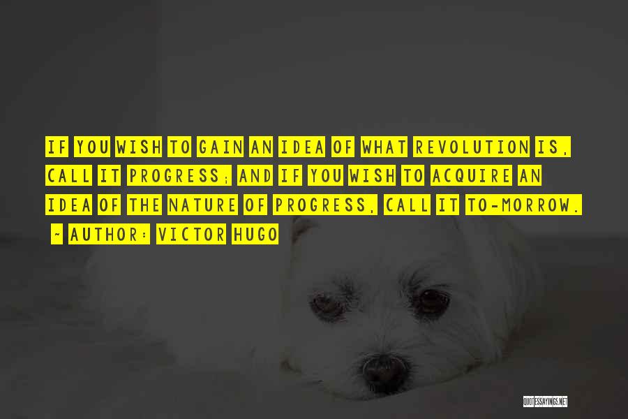 Victor Hugo Quotes: If You Wish To Gain An Idea Of What Revolution Is, Call It Progress; And If You Wish To Acquire