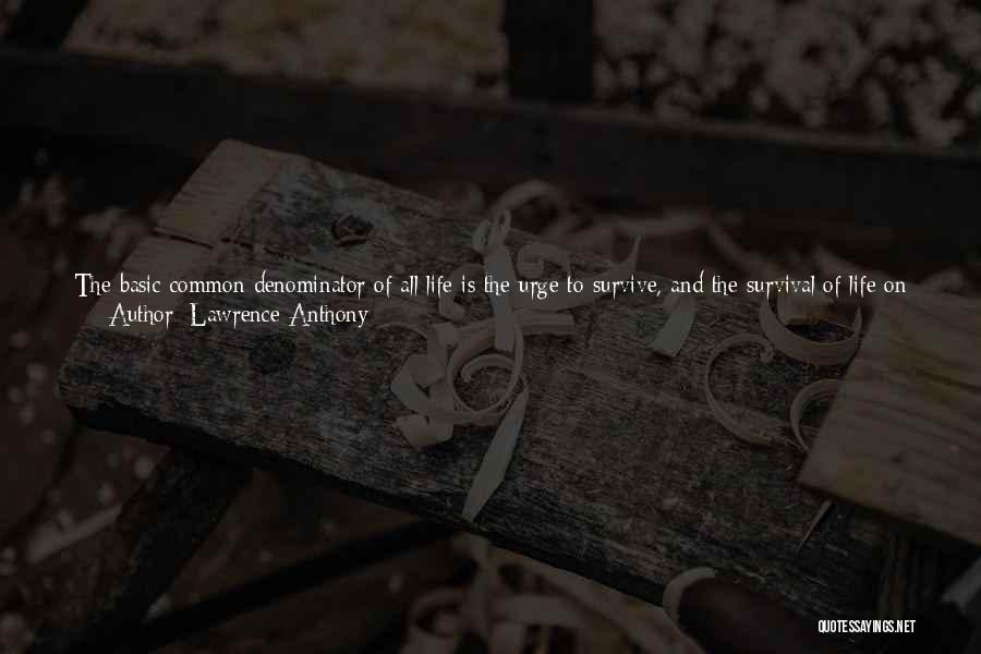 Lawrence Anthony Quotes: The Basic Common Denominator Of All Life Is The Urge To Survive, And The Survival Of Life On Planet Earth