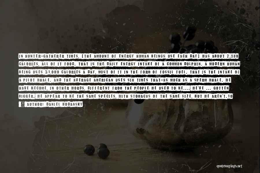 Daniel Bodansky Quotes: In Hunter-gatherer Times, [the Amount Of Energy Human Beings Use Each Day] Was About 2,500 Calories, All Of It Food.