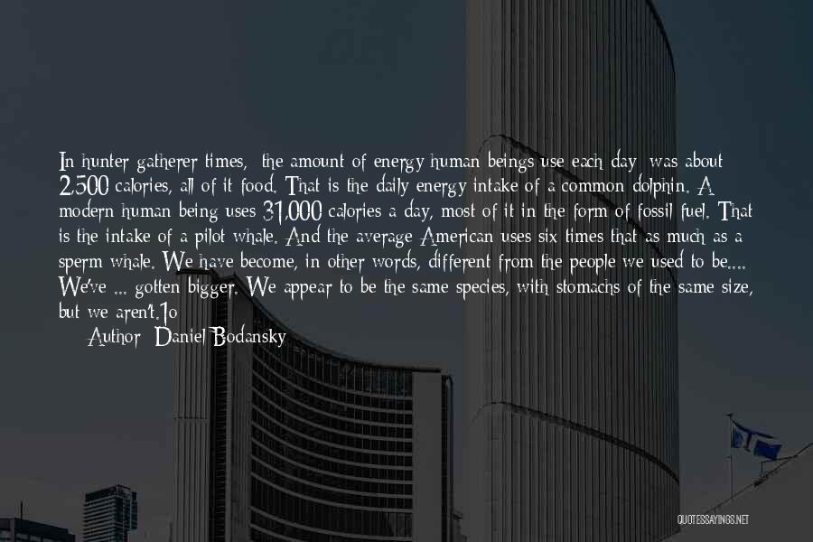 Daniel Bodansky Quotes: In Hunter-gatherer Times, [the Amount Of Energy Human Beings Use Each Day] Was About 2,500 Calories, All Of It Food.