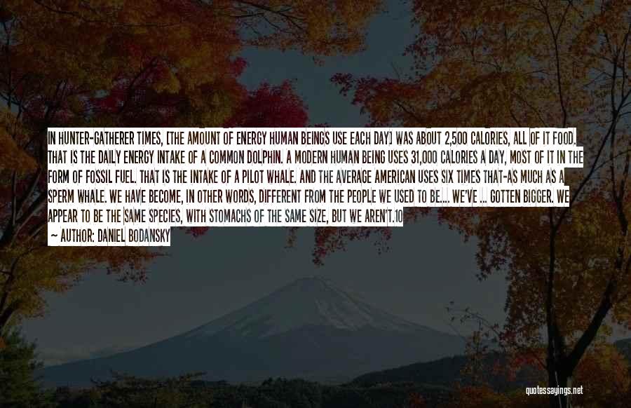 Daniel Bodansky Quotes: In Hunter-gatherer Times, [the Amount Of Energy Human Beings Use Each Day] Was About 2,500 Calories, All Of It Food.