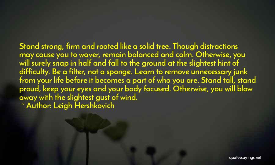 Leigh Hershkovich Quotes: Stand Strong, Firm And Rooted Like A Solid Tree. Though Distractions May Cause You To Waver, Remain Balanced And Calm.