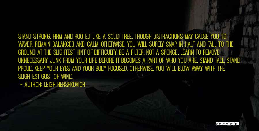 Leigh Hershkovich Quotes: Stand Strong, Firm And Rooted Like A Solid Tree. Though Distractions May Cause You To Waver, Remain Balanced And Calm.