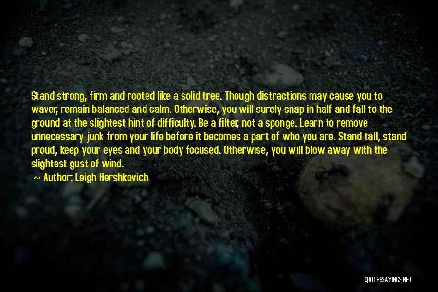 Leigh Hershkovich Quotes: Stand Strong, Firm And Rooted Like A Solid Tree. Though Distractions May Cause You To Waver, Remain Balanced And Calm.