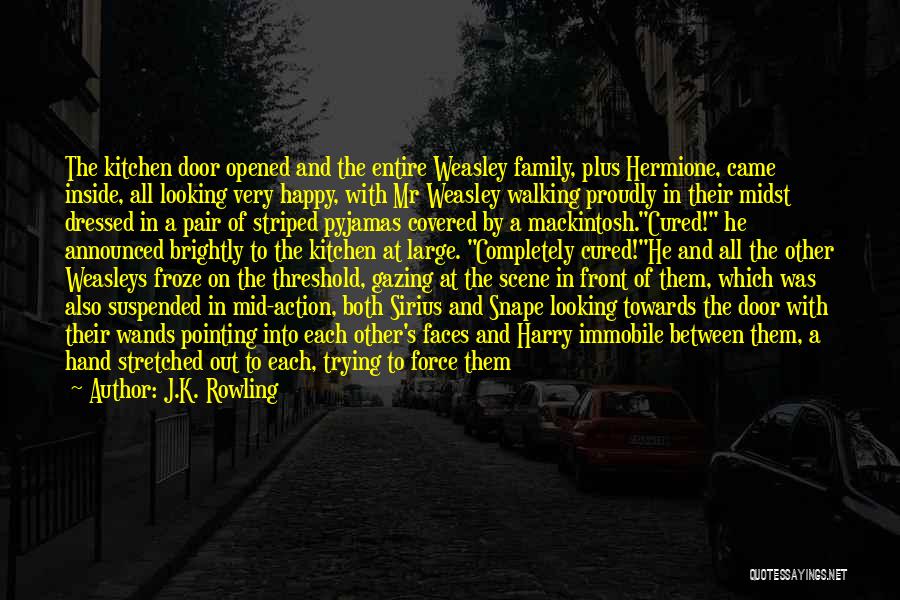 J.K. Rowling Quotes: The Kitchen Door Opened And The Entire Weasley Family, Plus Hermione, Came Inside, All Looking Very Happy, With Mr Weasley