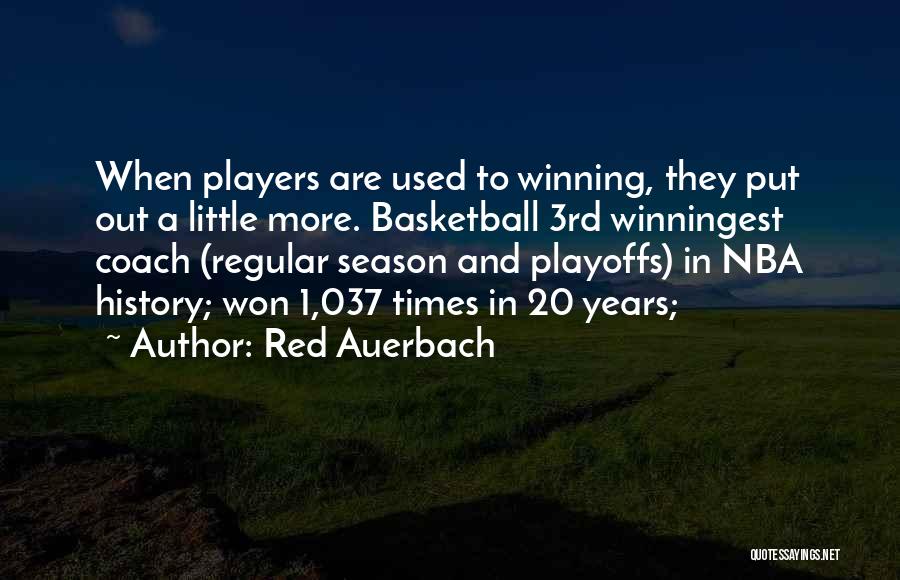 Red Auerbach Quotes: When Players Are Used To Winning, They Put Out A Little More. Basketball 3rd Winningest Coach (regular Season And Playoffs)