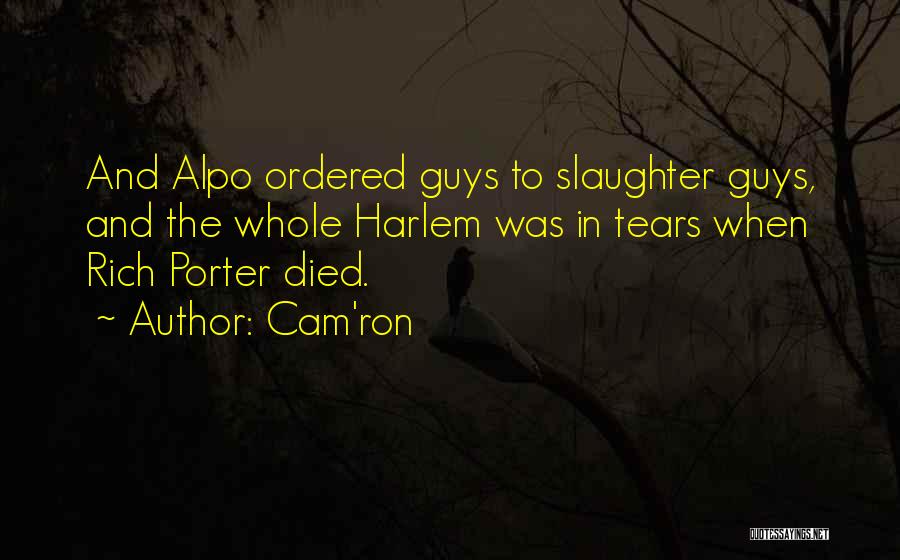 Cam'ron Quotes: And Alpo Ordered Guys To Slaughter Guys, And The Whole Harlem Was In Tears When Rich Porter Died.