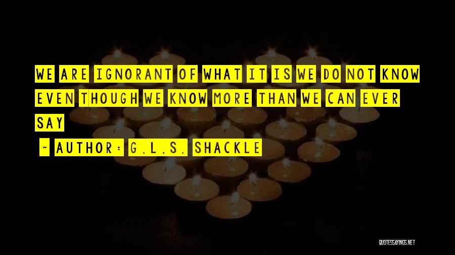 G.L.S. Shackle Quotes: We Are Ignorant Of What It Is We Do Not Know Even Though We Know More Than We Can Ever