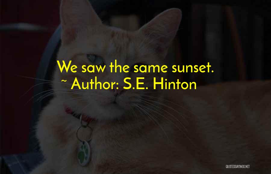 S.E. Hinton Quotes: We Saw The Same Sunset.