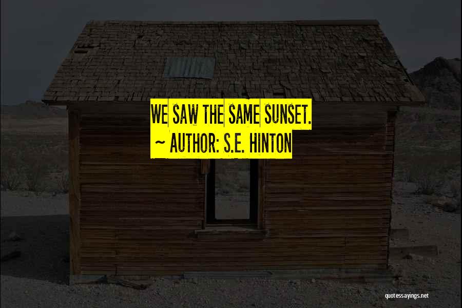 S.E. Hinton Quotes: We Saw The Same Sunset.