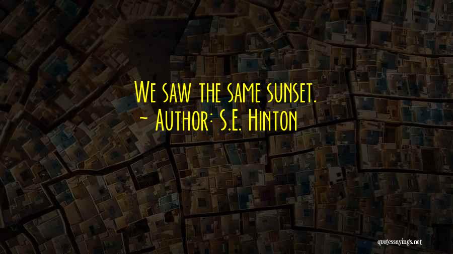 S.E. Hinton Quotes: We Saw The Same Sunset.