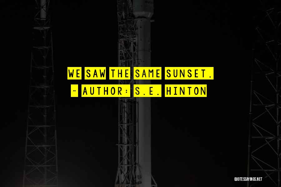 S.E. Hinton Quotes: We Saw The Same Sunset.