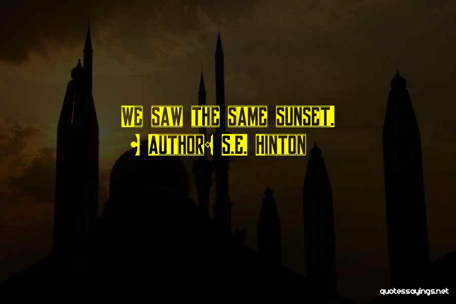 S.E. Hinton Quotes: We Saw The Same Sunset.