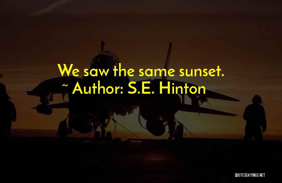 S.E. Hinton Quotes: We Saw The Same Sunset.