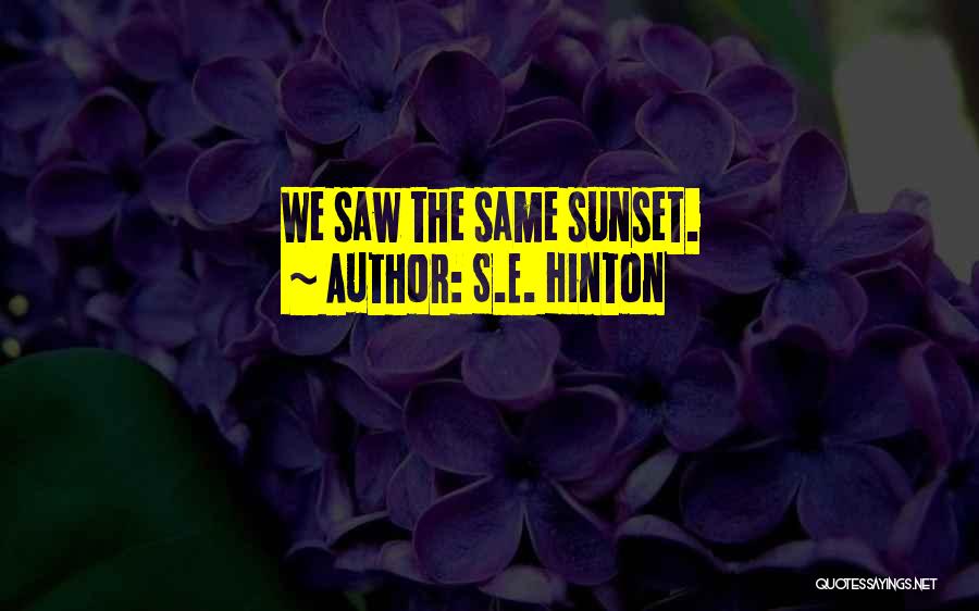 S.E. Hinton Quotes: We Saw The Same Sunset.