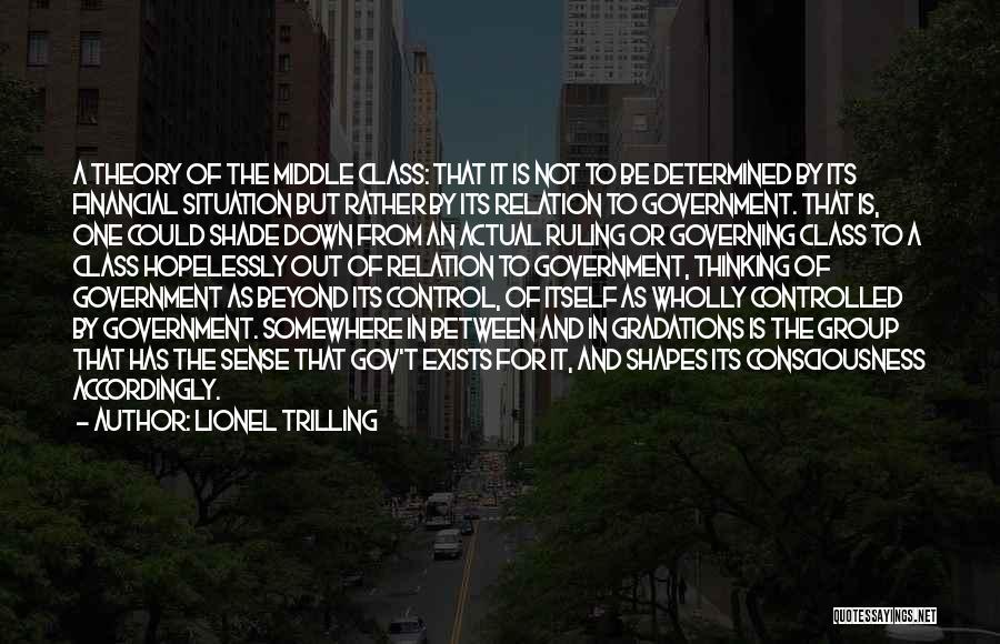 Lionel Trilling Quotes: A Theory Of The Middle Class: That It Is Not To Be Determined By Its Financial Situation But Rather By