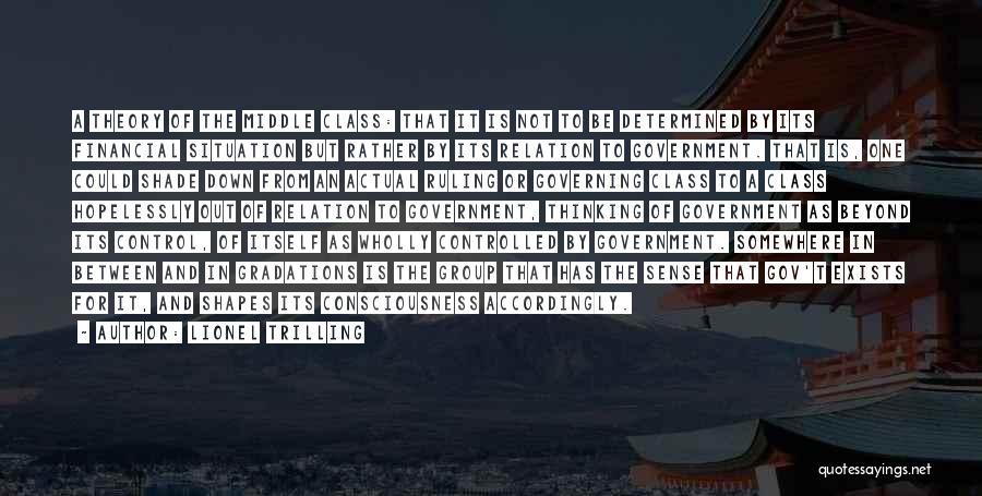 Lionel Trilling Quotes: A Theory Of The Middle Class: That It Is Not To Be Determined By Its Financial Situation But Rather By