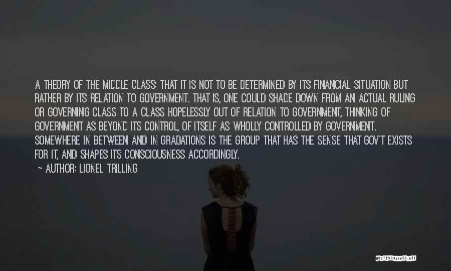 Lionel Trilling Quotes: A Theory Of The Middle Class: That It Is Not To Be Determined By Its Financial Situation But Rather By