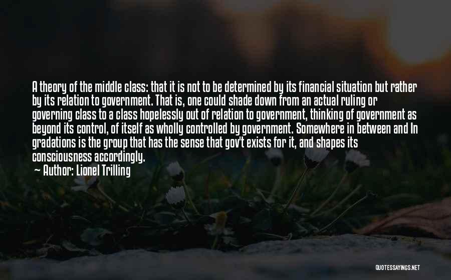 Lionel Trilling Quotes: A Theory Of The Middle Class: That It Is Not To Be Determined By Its Financial Situation But Rather By