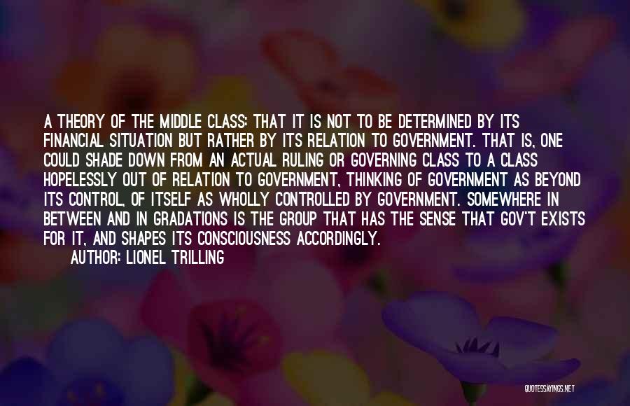 Lionel Trilling Quotes: A Theory Of The Middle Class: That It Is Not To Be Determined By Its Financial Situation But Rather By