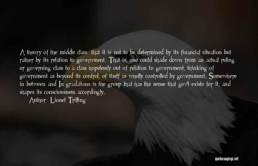 Lionel Trilling Quotes: A Theory Of The Middle Class: That It Is Not To Be Determined By Its Financial Situation But Rather By