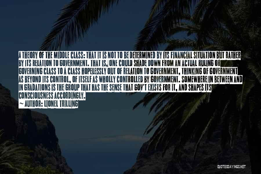 Lionel Trilling Quotes: A Theory Of The Middle Class: That It Is Not To Be Determined By Its Financial Situation But Rather By